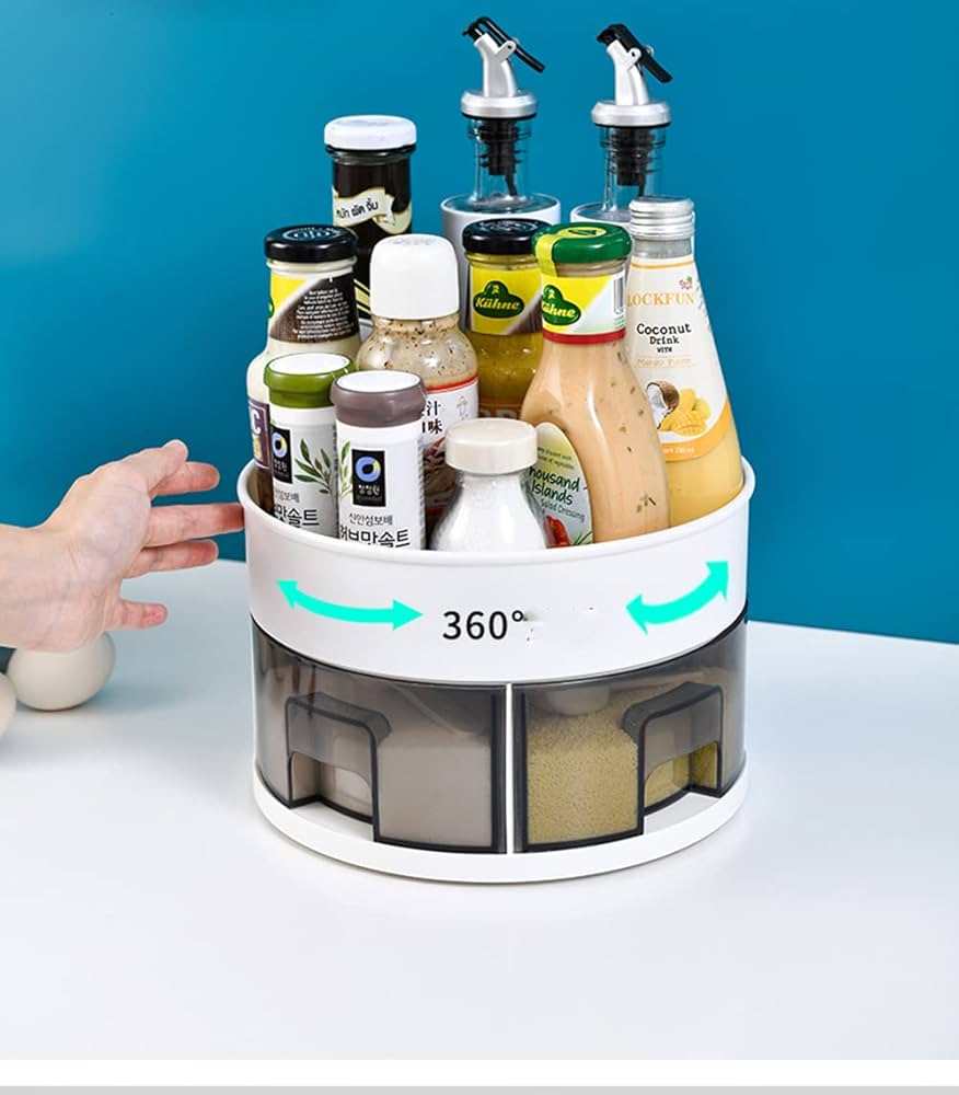 360° Rotating Kitchen Storage Rack, Multifunctional Rotatable Spice Storage Shelf, Seasoning Kitchen Organizer With Base, Rotatable Condiment Rack 360° Rotating Kitchen Storage Rack, Multifunctional Rotatable Spice Storage Shelf, Seasoning Kitchen Organizer With Base, Rotatable Condiment Rack